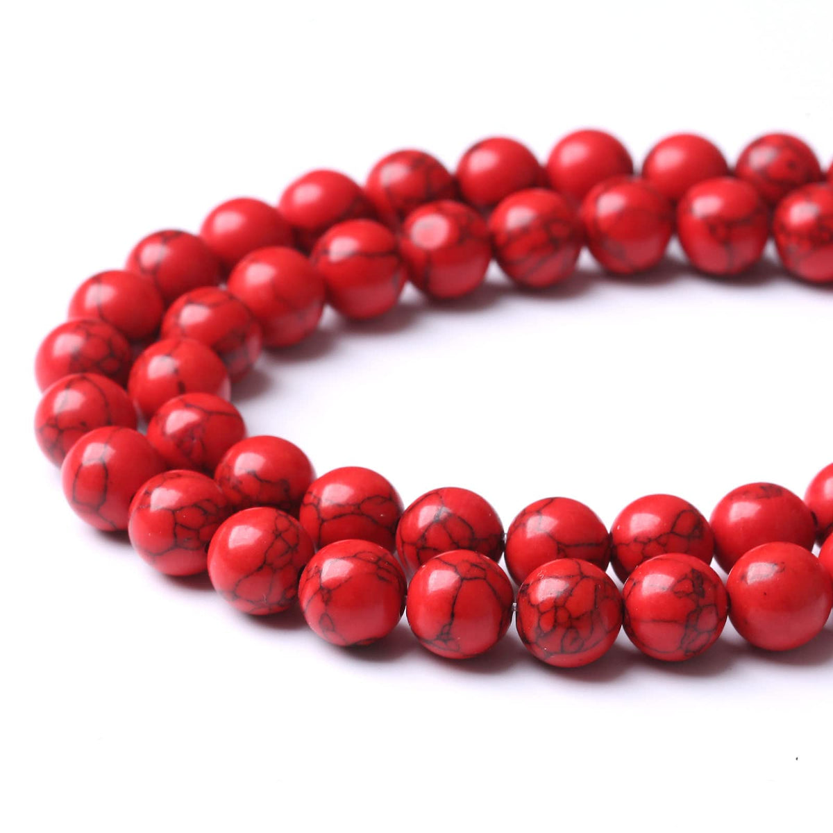 32PCS 12MM Beads Red Turquoise Beads with Mother-of-Pearl Round Loose Beads Natural Gem Beads for Jewelry Making 15"