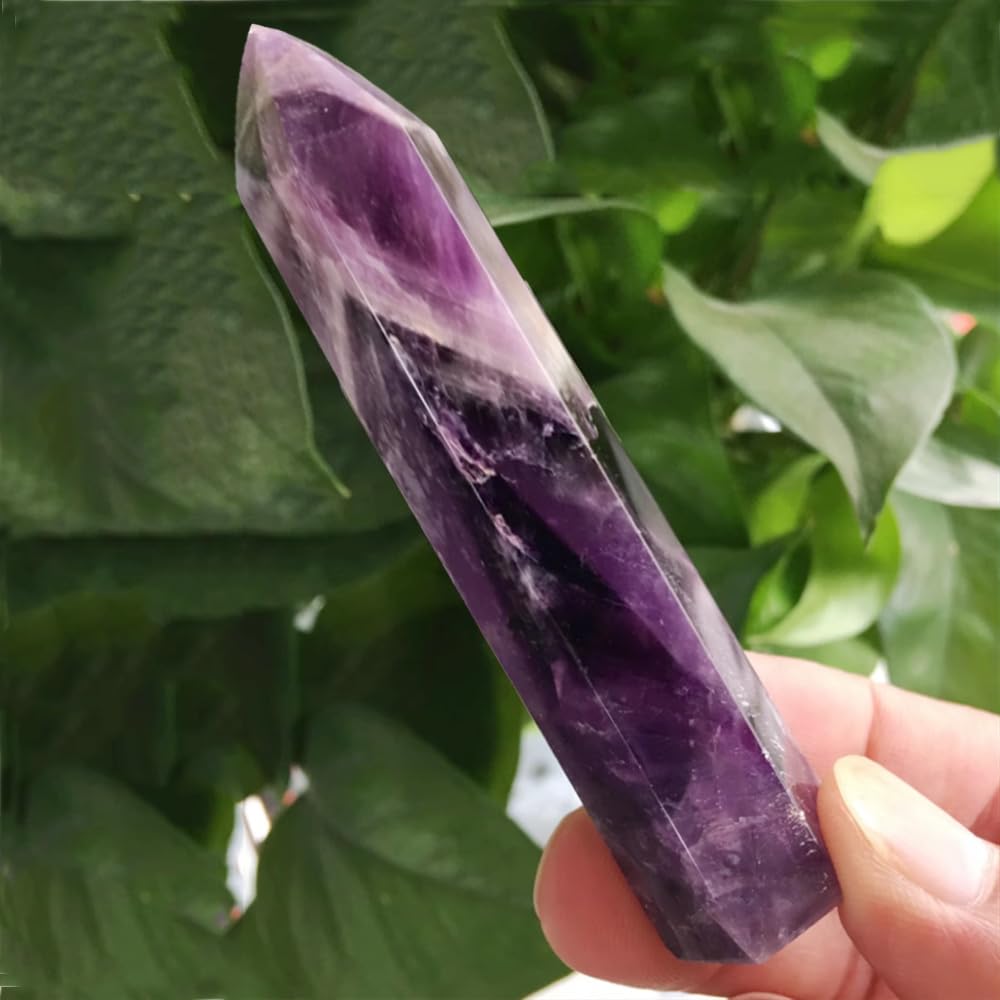 Amethyst Crystal Point Wand 5.9 Inch Natural Healing Crystal Wand for Reiki Chakra Balancing Meditation & Spiritual Energy Therapy(5.9inch Wand Amethyst)