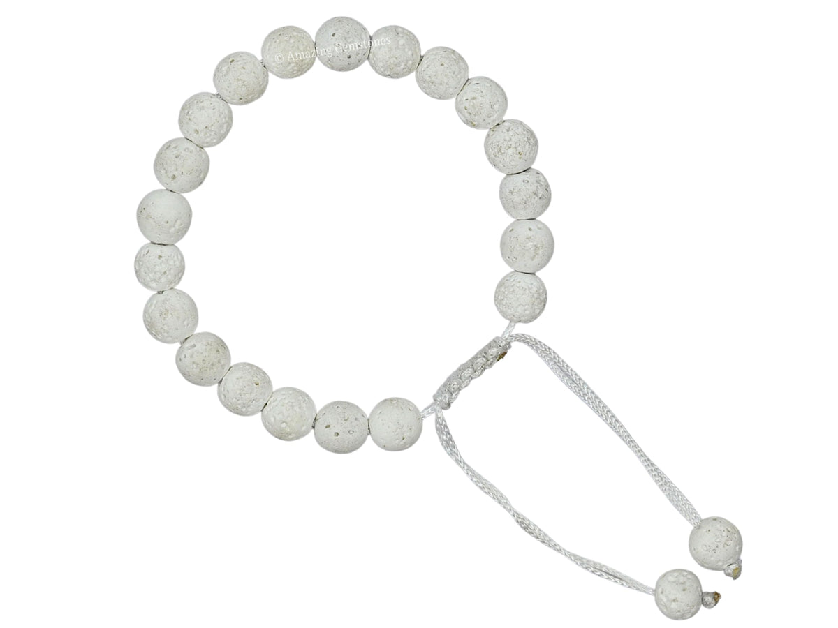 Amazing Gemstone White Lava Bracelet for Women Men's Gifts - Protection Healing Crystal Bracelet - 8mm Gemstone Beaded Adjustable Bracelet