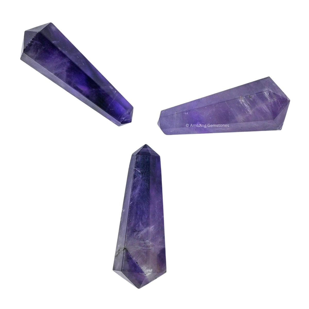Amazing Gemstone Amethyst Crystal Points Bulk Healing Crystals and Stones - Pack of 3 Double Terminated Healing Wand Point Bulk Crystals for Crafts, Crystal Grid, DIY Work - Premium Crystals