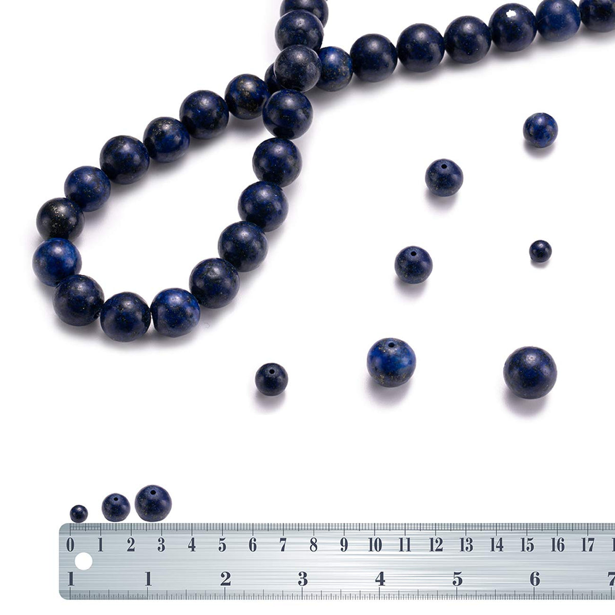 BEADIA Natural Lapis Lazuli Stone Round Loose Semi Gemstone Beads for Jewelry Making 6MM 61PCS