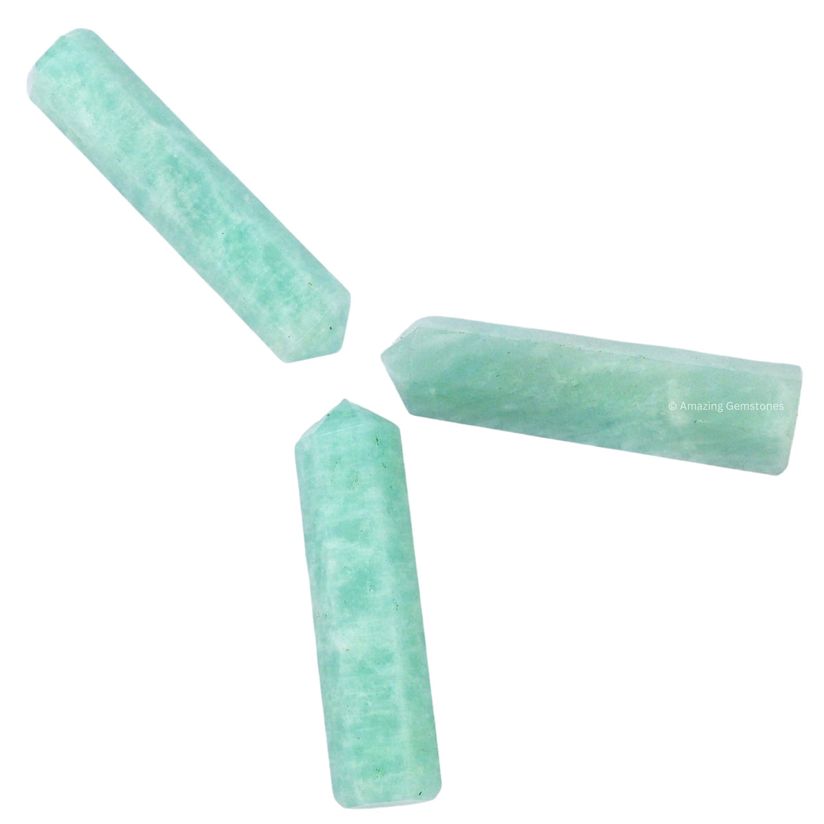 Amazing Gemstone Amazonite Crystal Points Bulk Healing Crystals and Stones - Pack of 3 Single Terminated Healing Wand Point Bulk Crystals for Crafts, Crystal Grid, DIY Work - Premium Crystals