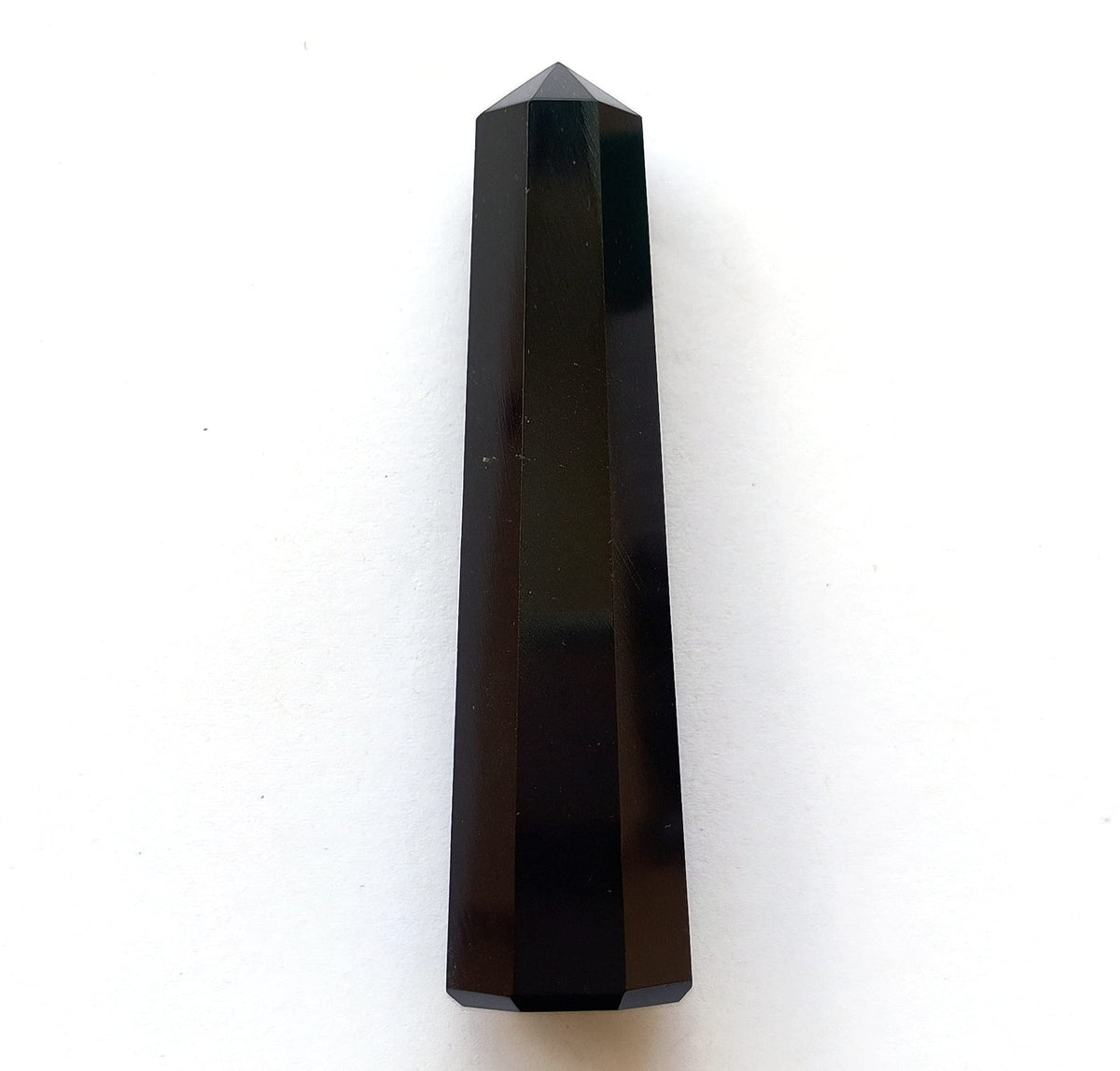 WholesaleGemShop 70 mm (3 Inch) Black Obsidian Gemstones Obelisk Tower Jumbo Facet Aura Rock Crystal Natural Polished Earth Wand Spirit