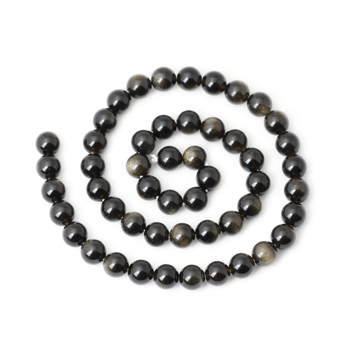 CHEAVIAN 45PCS 8mm Natural Golden Obsidian Gemstone Round Loose Beads Crystal Energy Stone Healing Power for Jewelry Making 1 Strand 15"