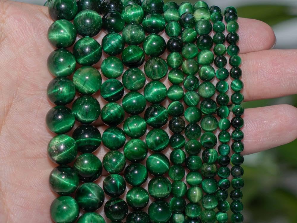 Zenkeeper 108Pcs Green Tiger Eyes Spacer Loose Beads Bulk with Holes Handcrafted for DIY Bracelets Jewelry Making Crafts Supplies