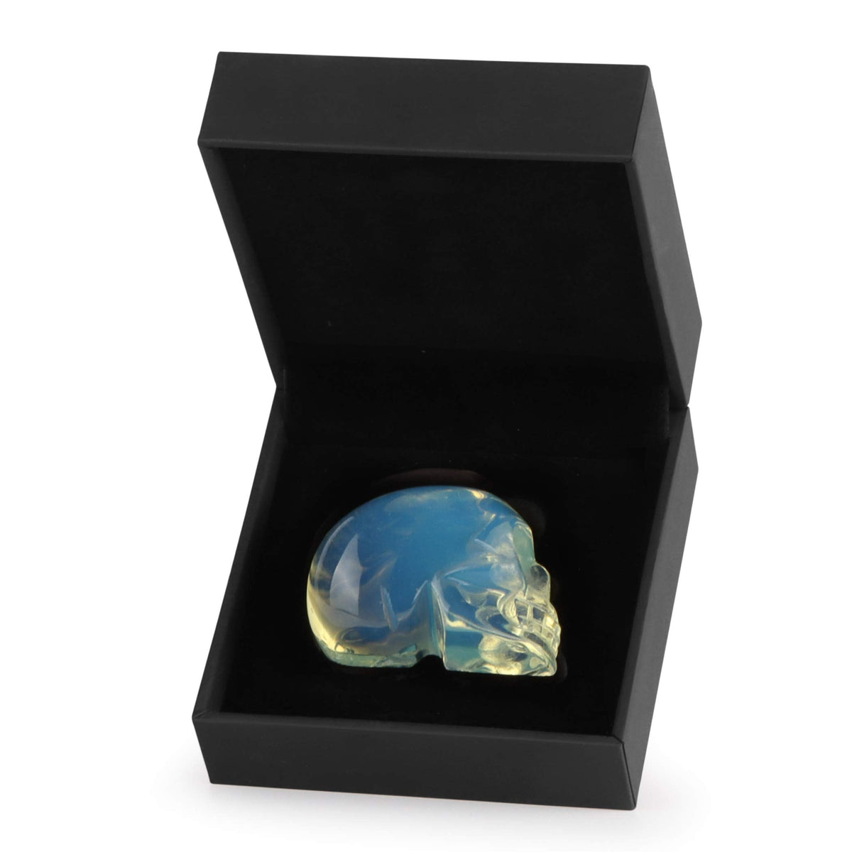 Artistone 2.0" Opalite Crystal Skull Head Decor Statue Crystals and Healing Stones,Carved Skull Halloween Decor Figurine Collectible Reiki Sculpture for Kitchen,Home,Art Room