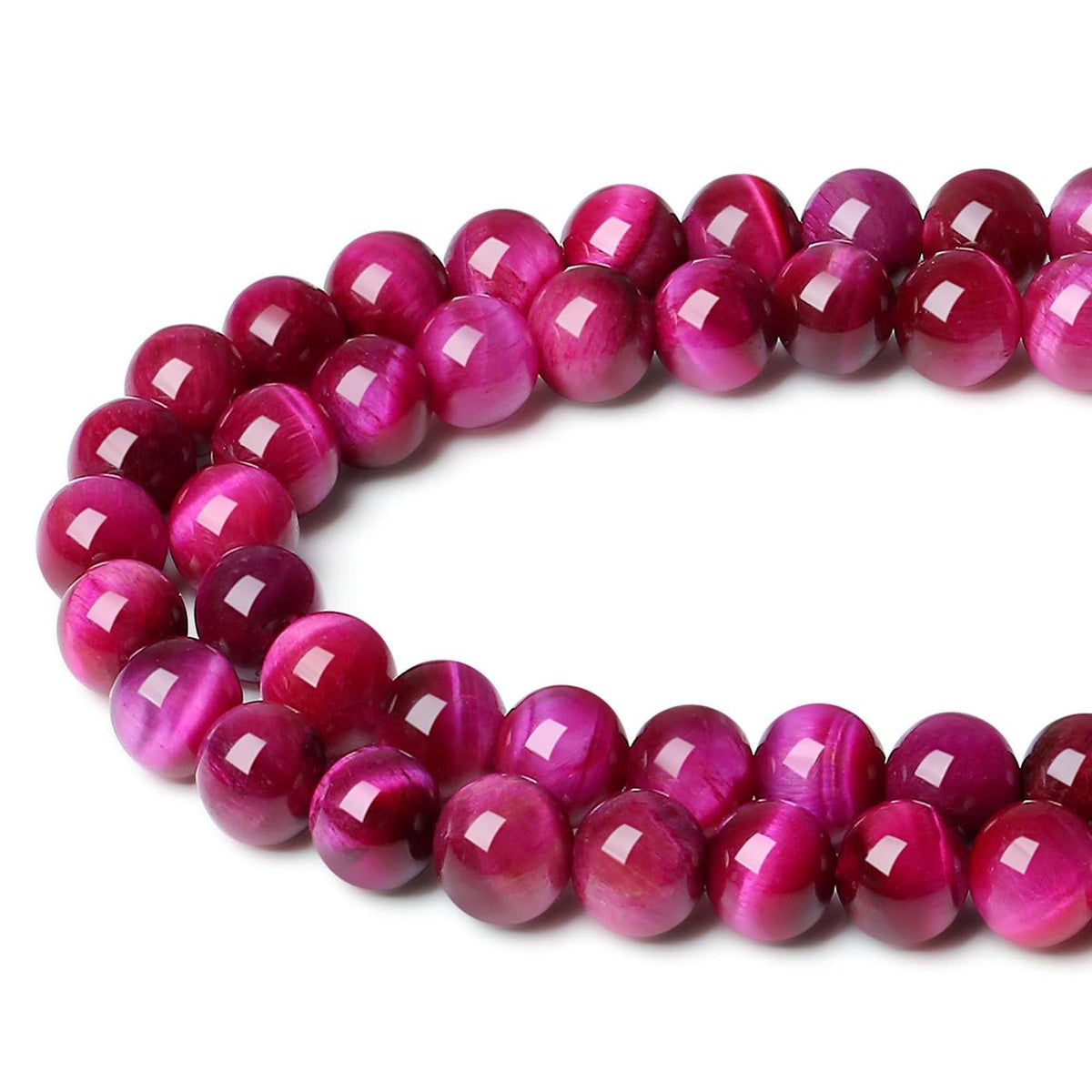 LAIDANLA Rose Pink Tiger Eye Stone 8mm Natural Stone Beads Round Loose Gemstone Beads for DIY Bracelet Necklace Earrings Jewelry Making Polishing Beading Crystal 96PCS 2 Strand 32"