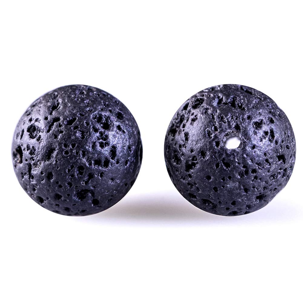 Natural Stone Beads 100pcs 6mm Black Lava Round Genuine Stone Beading Loose Gemstone Hole 1mm DIY Beads for Essential Oil Yoga Bracelet Necklace Earrings Jewelry Making (Black Lava Stone Beads,6mm)