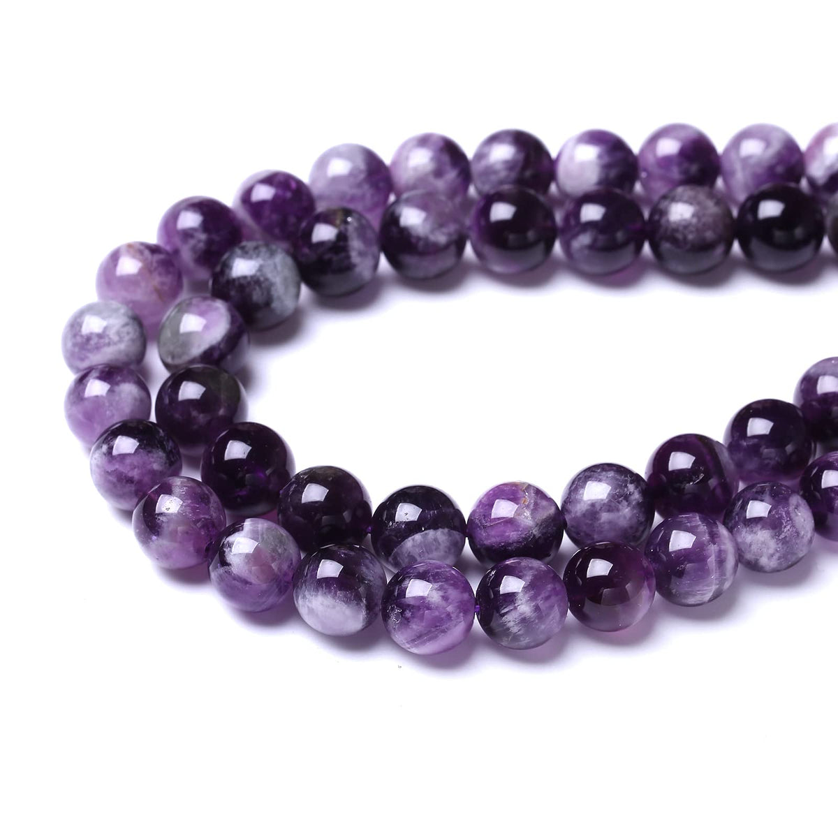 32PCS 12MM Beads Natural Purple Dream Lace Amethysts Stone Round Loose Beads Gemstones for Jewelry Making DIY 15Inches
