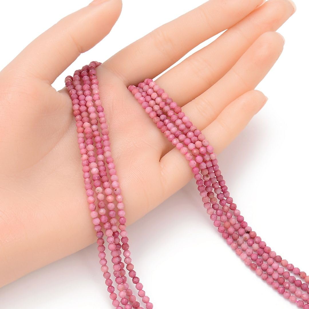 Adabele 30 Inch Natural Red Rhodochrosite Healing Gemstone 3mm (0.12 Inch) Tiny Small Faceted Round Loose Beads Stone Spacer (240-260pcs Total) for Craft Jewelry Making GK3-13