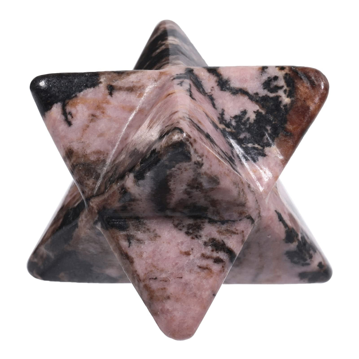 Loveliome Natural Rhodonite Merkaba Crystal Protection Sacred Meditation Energy Generator Healing Chakra Six-Pointed Star 1 Inch