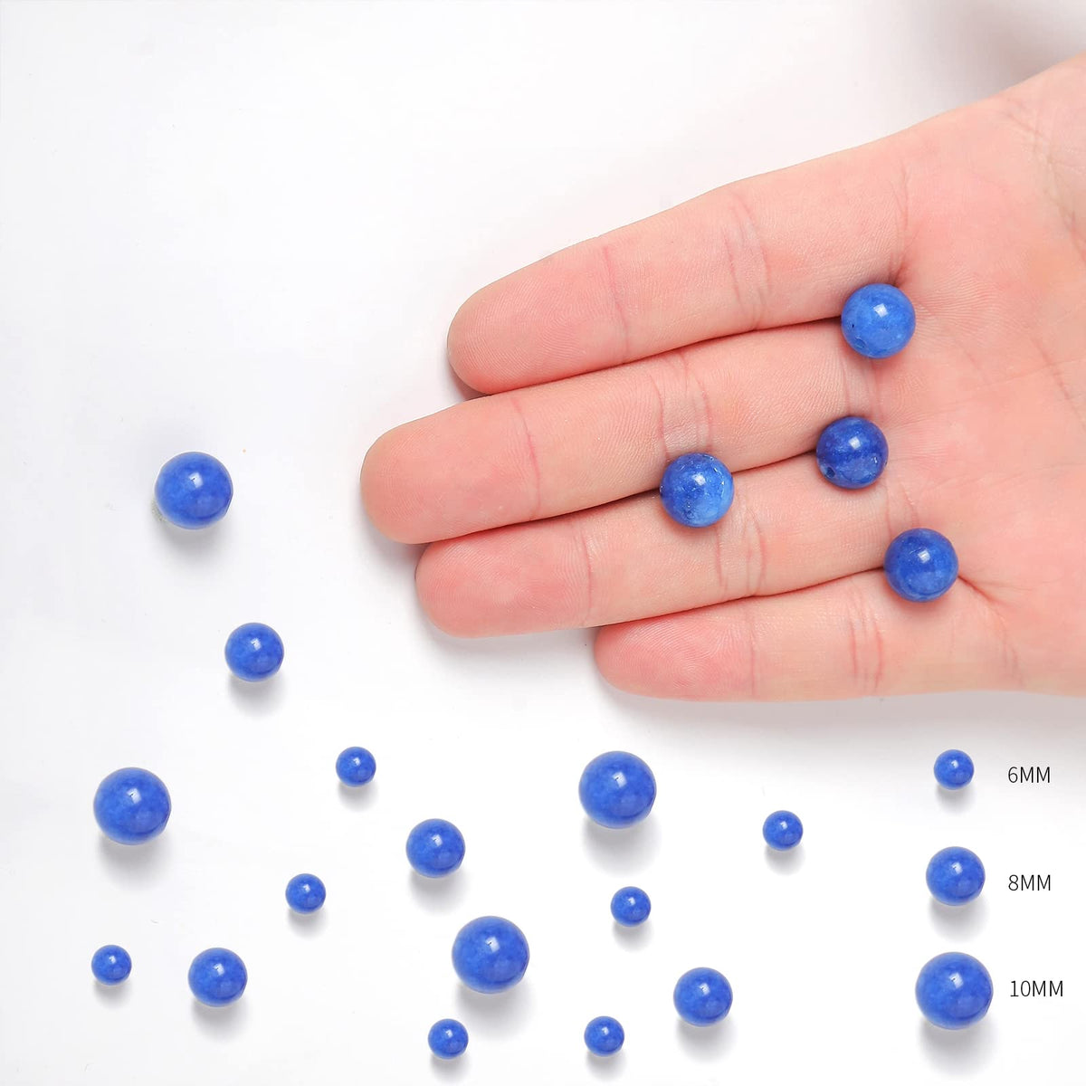 60pcs 6mm Natural Stone Beads Kyanite Beads Energy Crystal Healing Power Gemstone for Jewelry Making, DIY Bracelet Necklace