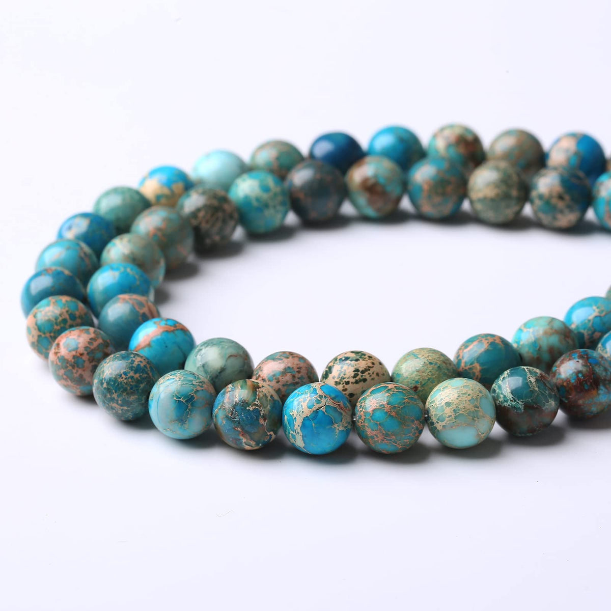 60PCS 6MM Natural Blue Imperial Jasper Stone Beads Round Shape Suitable for Jewelry DIY Bracelet 15 Inches