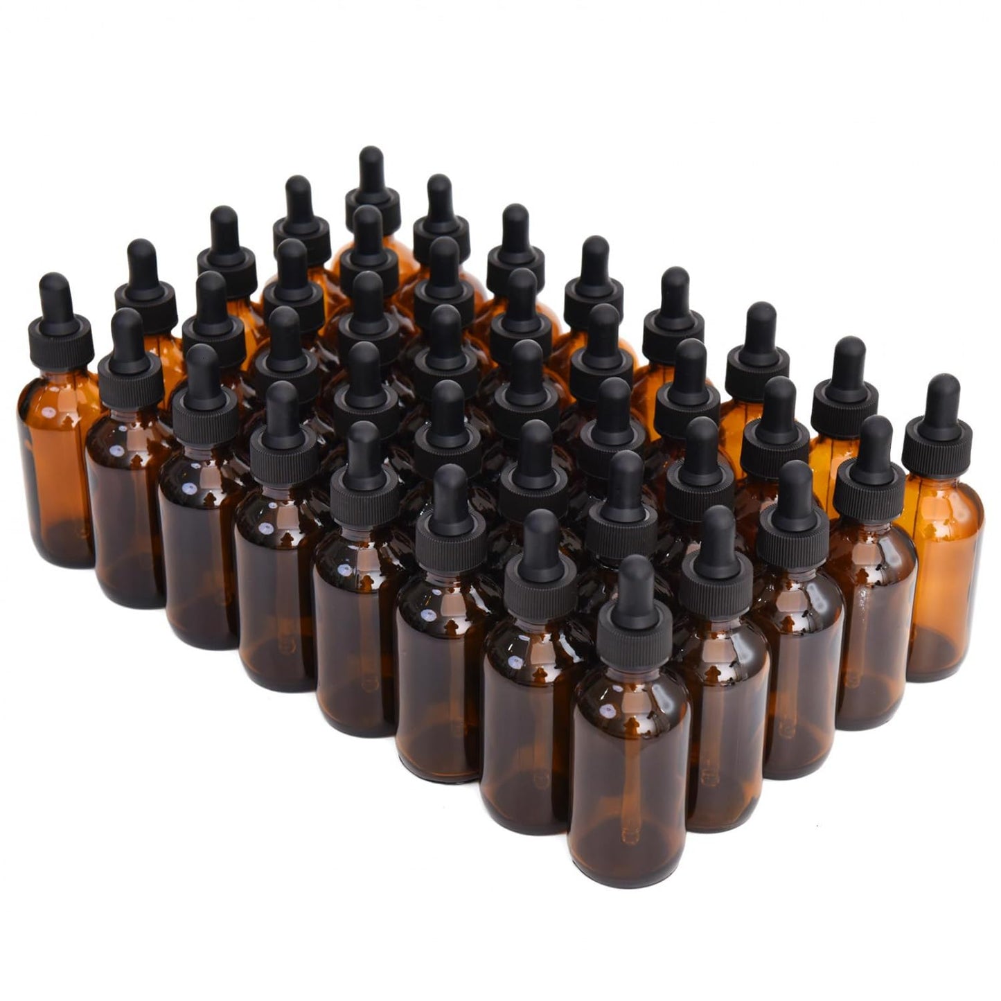 June Fox 2oz Glass Dropper Bottle, 40 Pack Blue Glass Bottles with Glass Droppers (40, Amber)