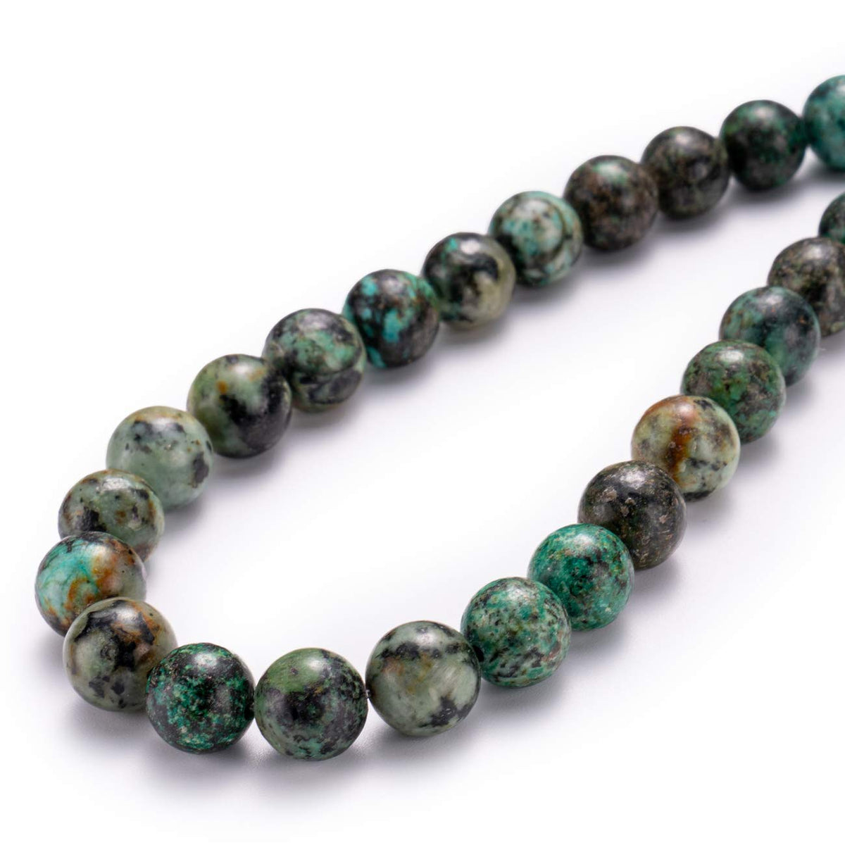 BEADIA Natural African Turquoise Stone Round Loose Semi Gemstone Beads for Jewelry Making 6MM 61PCS