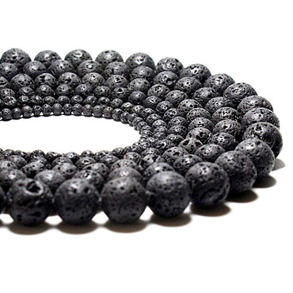 Natural Stone Beads 100pcs 6mm Black Lava Round Genuine Stone Beading Loose Gemstone Hole 1mm DIY Beads for Essential Oil Yoga Bracelet Necklace Earrings Jewelry Making (Black Lava Stone Beads,6mm)