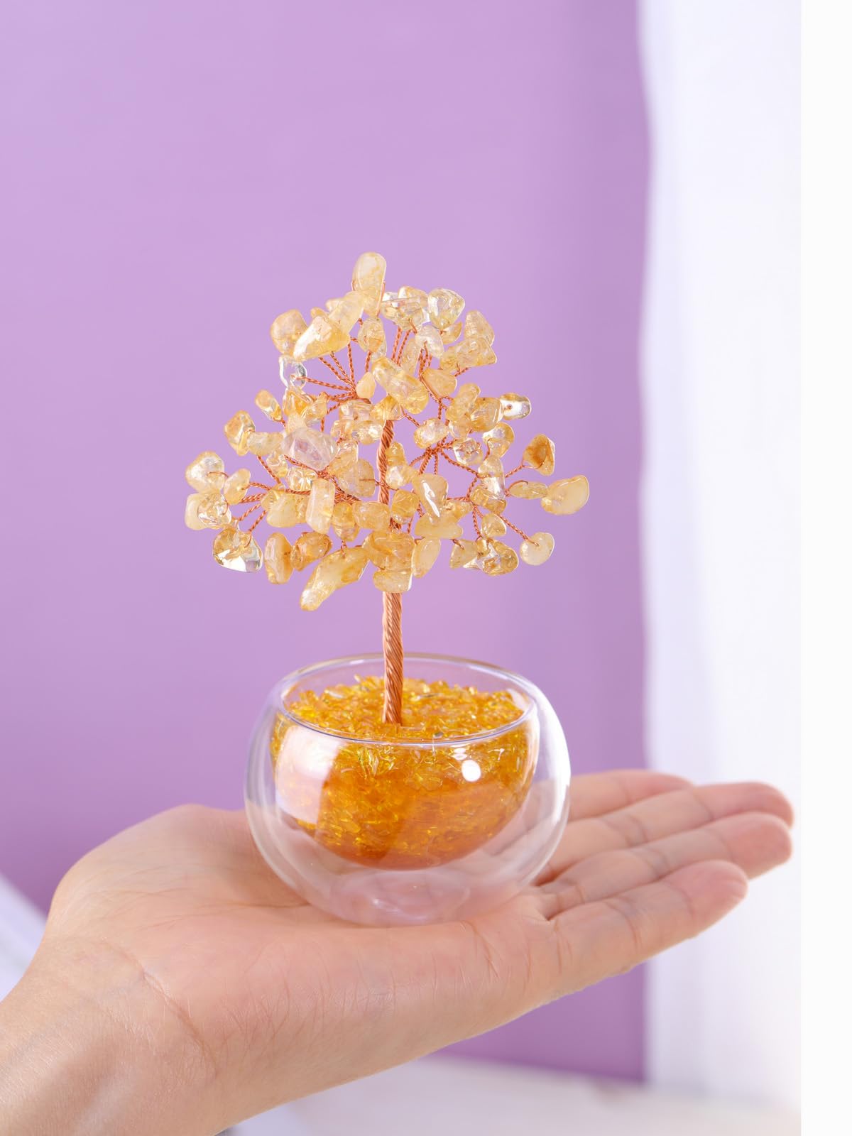 PESOENTH Citrine Crystal Tree of Life Gifts for Women Mom Birthday,Citrine Stone Tree Gem Tree for Positive Energy Good Luck Spiritual Home Room Decor Gifts