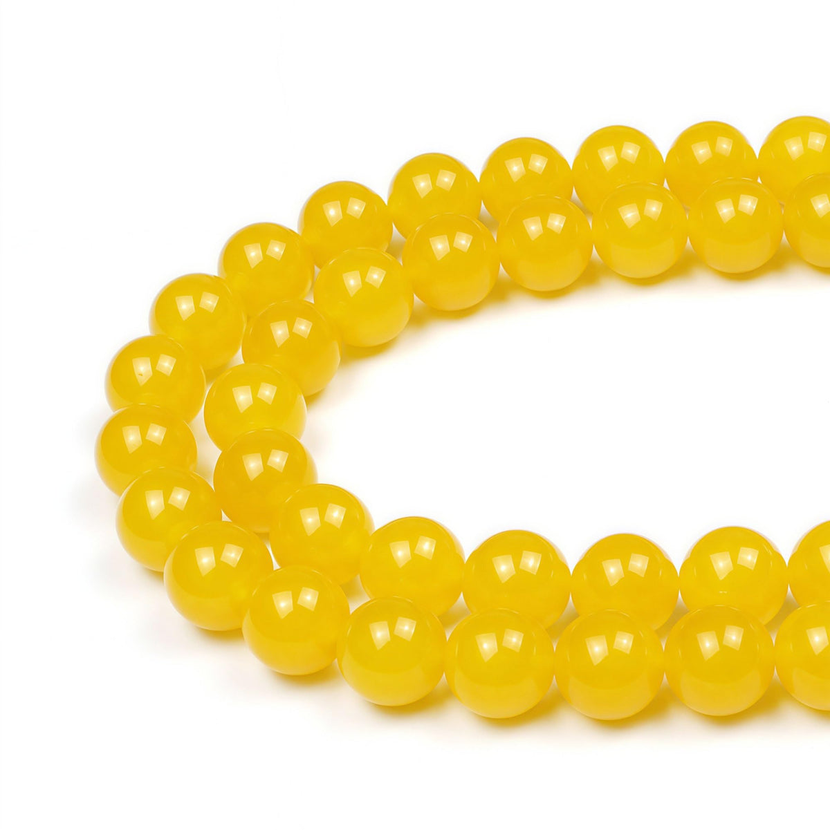MJDCB Natural Yellow Jade Round Loose Beads for Jewelry Making DIY Bracelet Necklace (6mm)