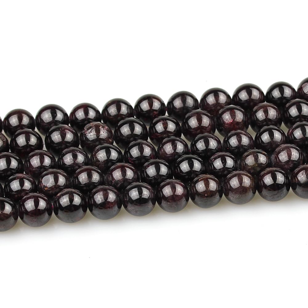MJDCB Natural Stone Beads Garnet Round Loose Beads for Jewelry Making DIY Bracelet Necklace (8mm)