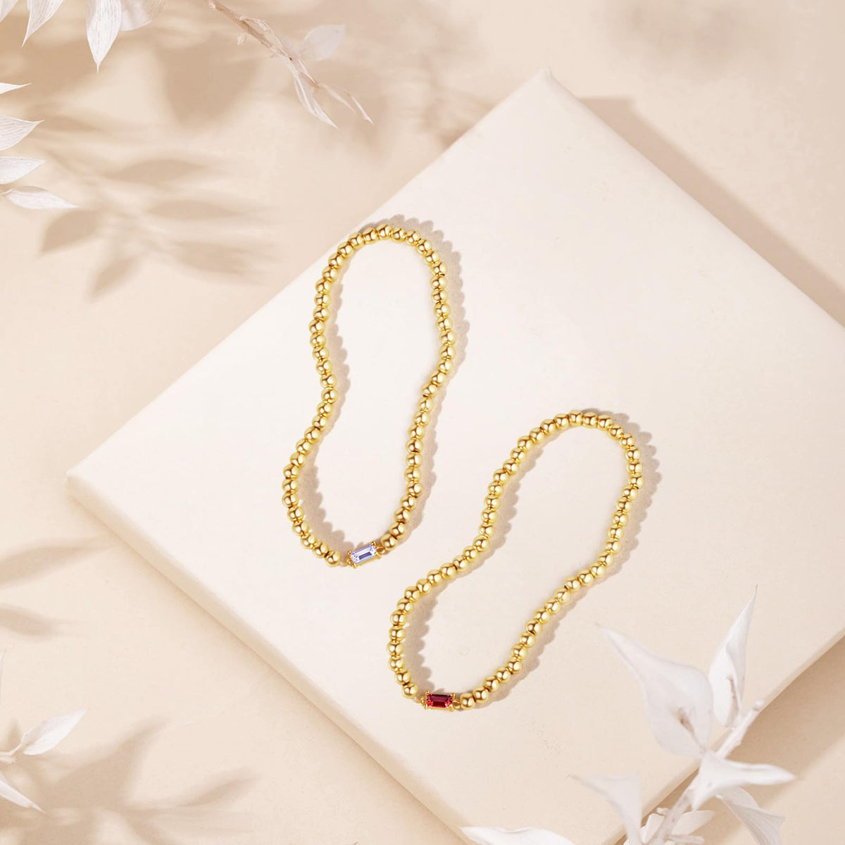 Free bird Gold Bracelet Stack 14K Gold Plated Simple Gold Bead Bracelets Alexandrite Bracelet June Birthstone Bracelets for Women Trendy Gold Bracelets for Birthday Gift