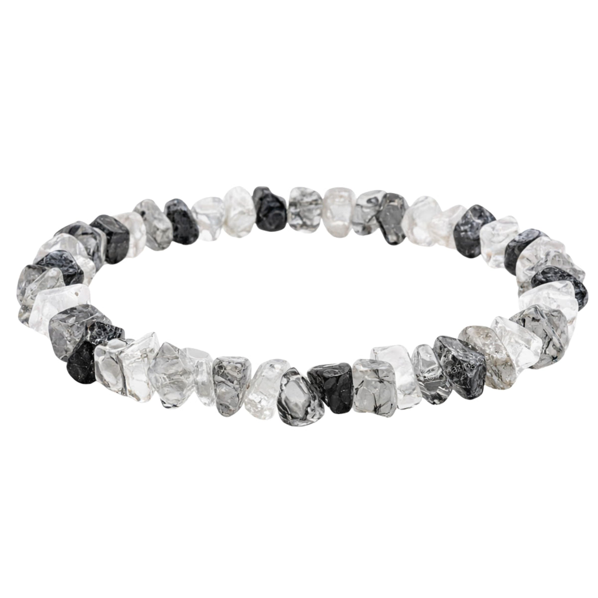 Amazing Gemstone Chips Bracelet (Black Rutilated Quartz)