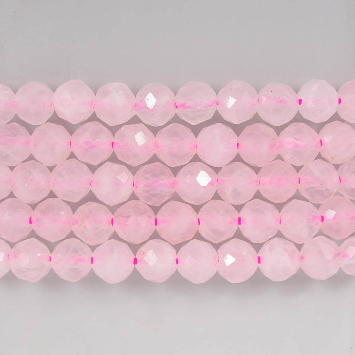Angelstones Natural Rose Quartz Gemstone Stretch Bracelet, 4mm Faceted Round Beads, Crystal Healing for Women