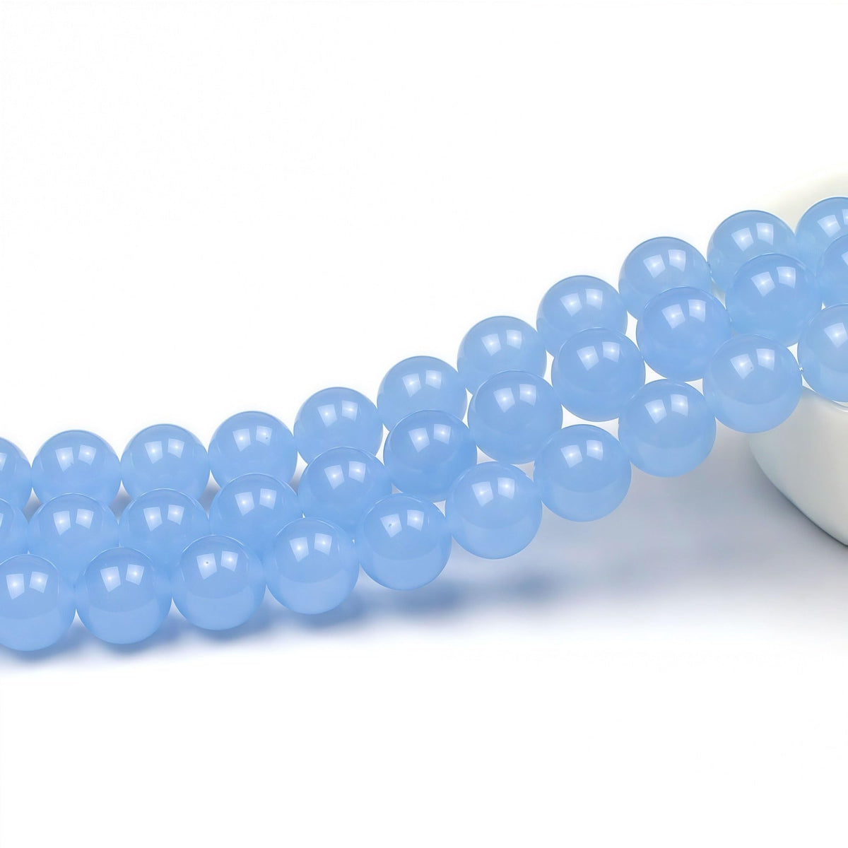 MJDCB Natural Aquamarine Chalcedony Round Loose Beads for Jewelry Making DIY Bracelet Necklace (12mm)