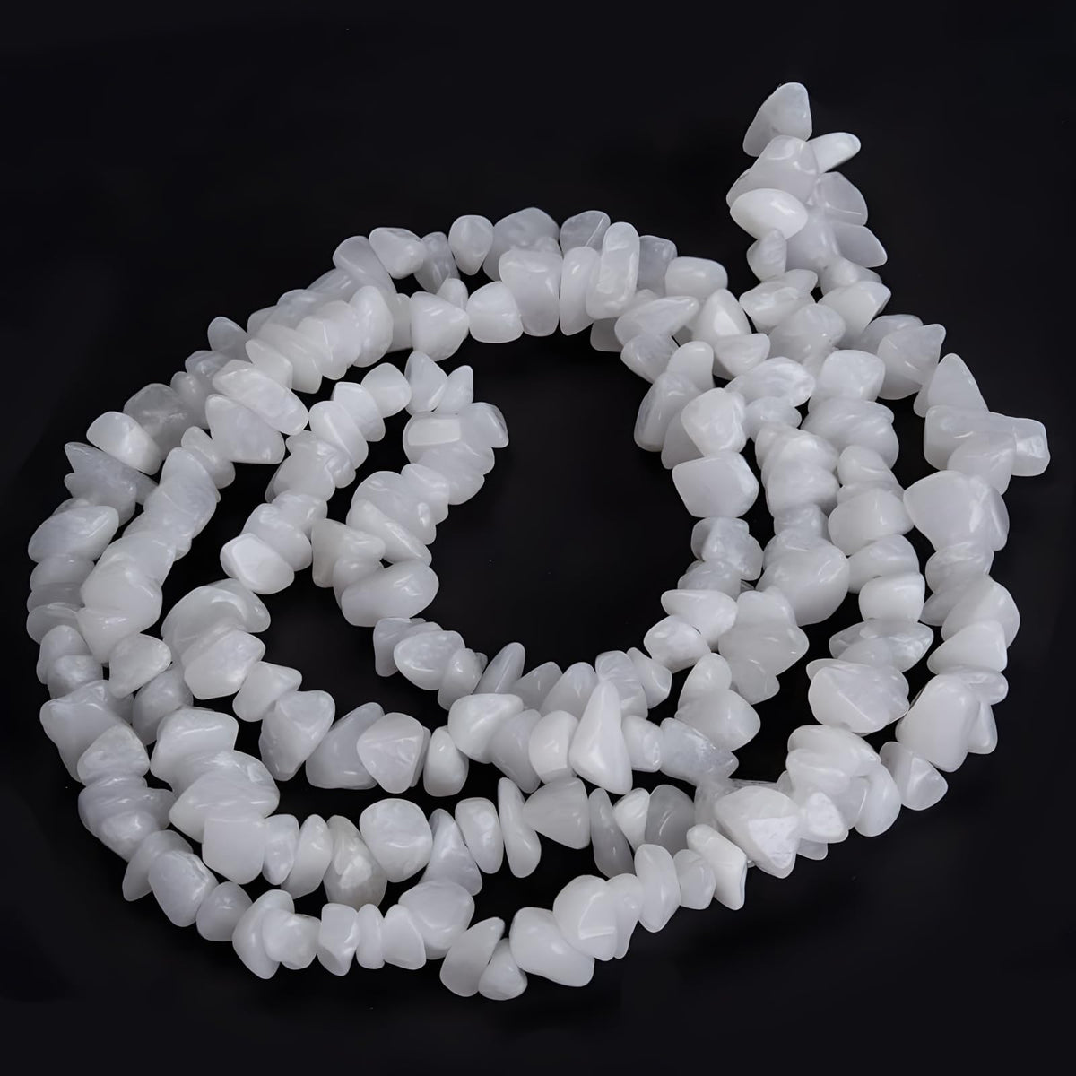 HAAMIIQII 5-8mm Natural White Jade Chips Beads - Genuine Real Irregular Freeform Chip Loose Gemstone Energy Healing Beads for Jewelry Making Strand 30 Inch