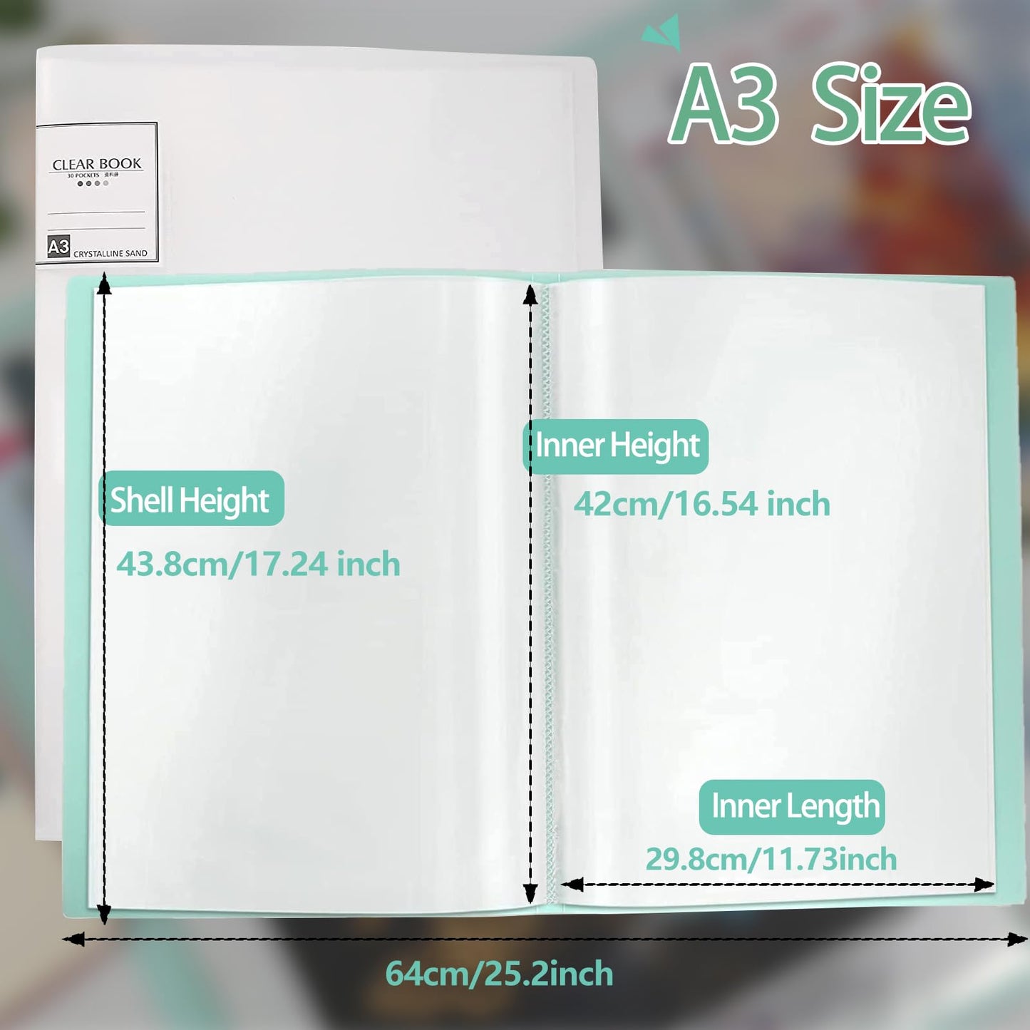 2 Packs A3 Diamond Painting Storage Book, Large 30x40 Diamond Art Storage Presentation Book with 60 Pags, Diamond Painting Art Portfolio Folder, Clear Pockets Artwork Storage Photo Album Refill Pag