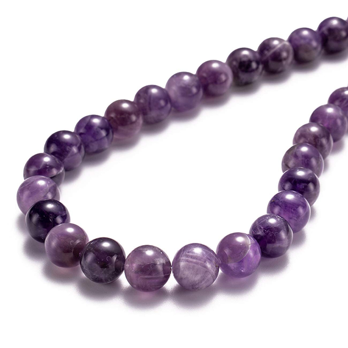 BEADIA Natural Amethyst Crystal Stone Round Loose Semi Gemstone Beads for Jewelry Making 6MM 61PCS