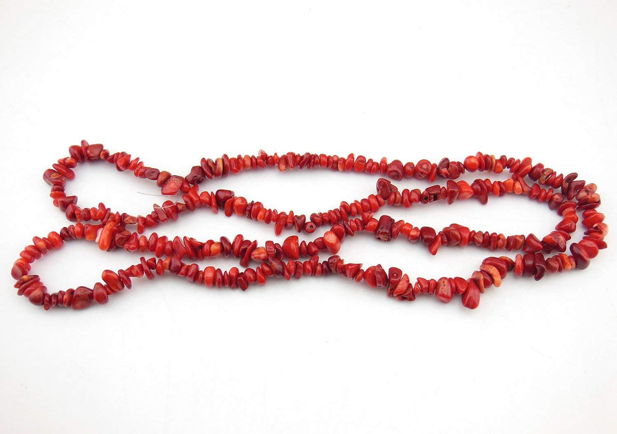 HAAMIIQII 5-8mm Red Coral Chips Irregular Chip Stones Loose Gemstone Energy Healing Beads for Jewelry Making Strand 30 Inch
