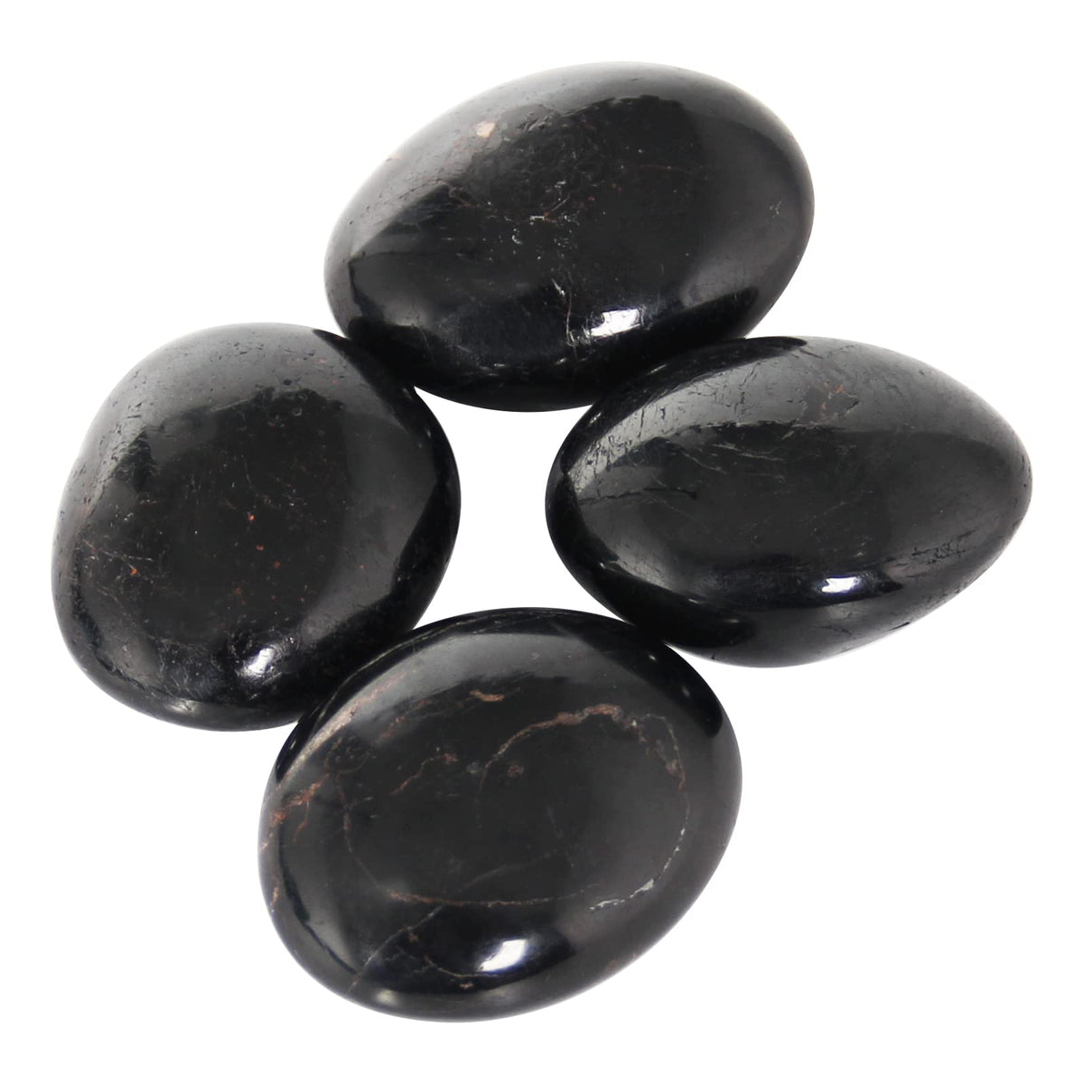 Orientrea Black Tourmaline Stone - 4 Pcs Black Tourmaline Palm Stone Pocket Energy Stone, Smooth Healing Crystal and Worry Stones