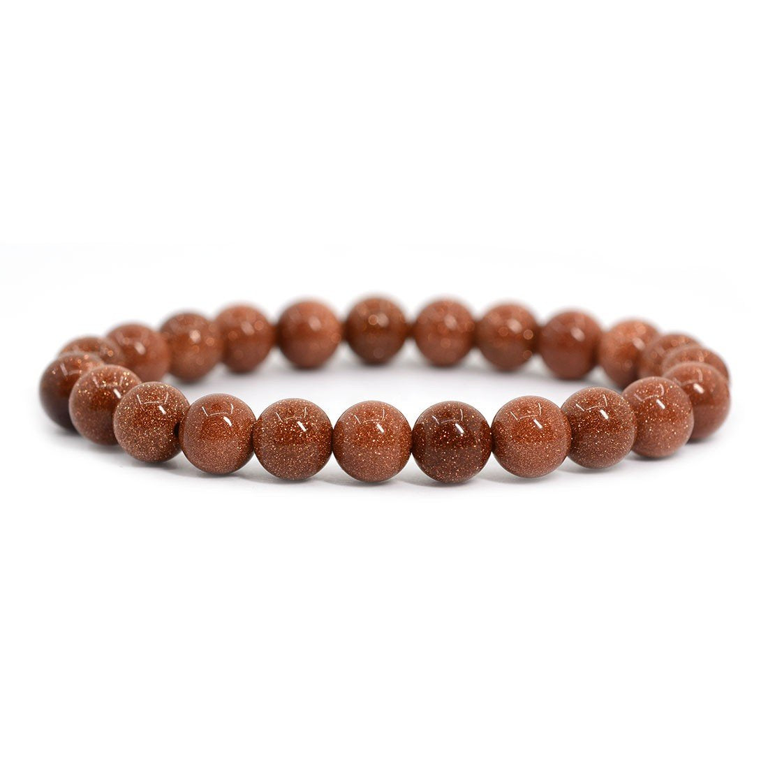 Justinstones Synthetic Goldstone Gemstone 8mm Round Beads Stretch Bracelet 7 Inch Unisex