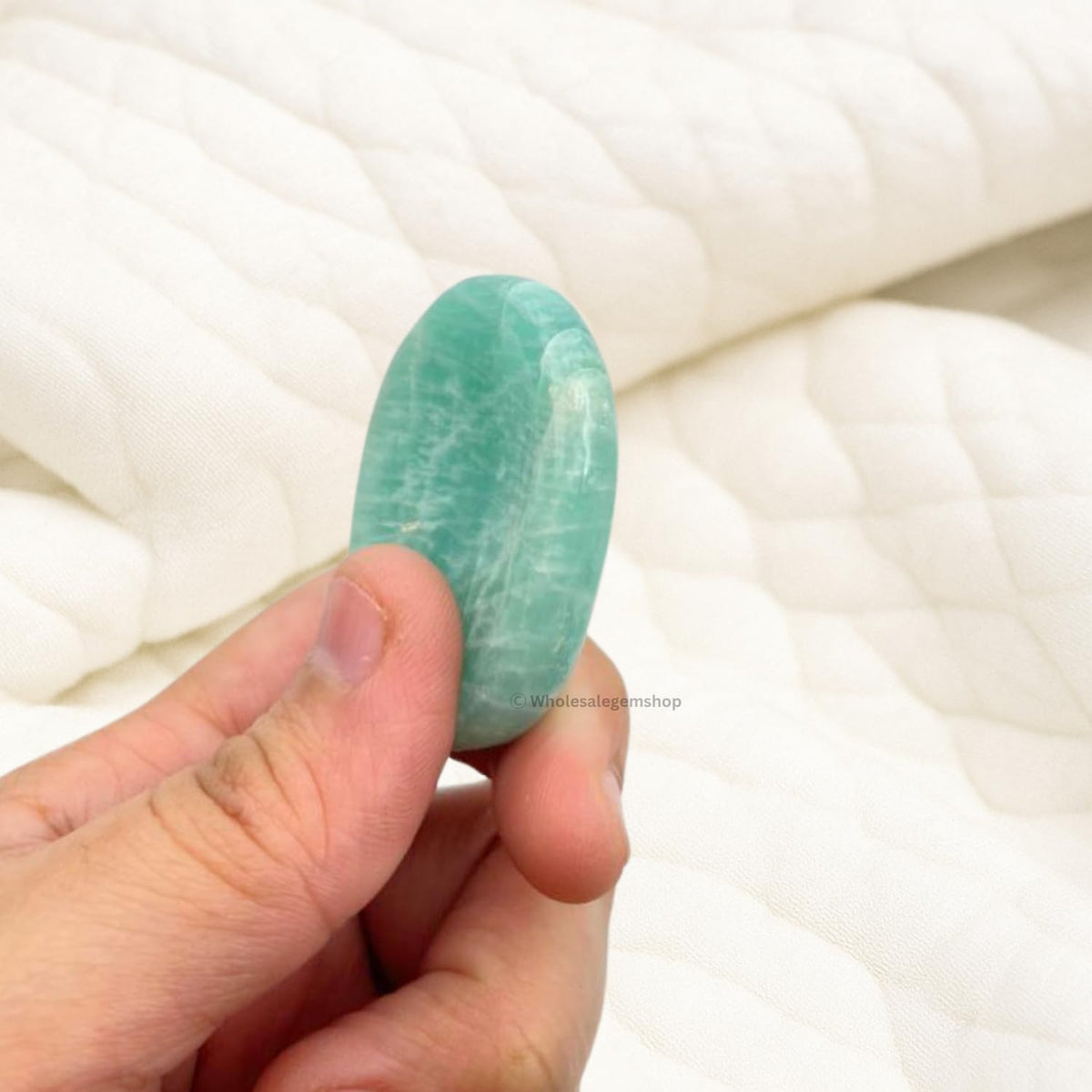 Wholesalegemshop Amazonite Thumb Worry Stones Metaphysical Gemstone Crystal Healing Reiki Men Women Gift FENG Shui Positive Energy Love Wellness Palm Stones Wicca Powerful