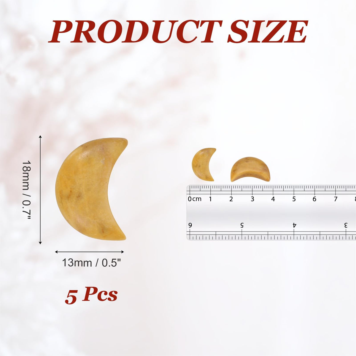 MECCANIXITY 5 Pcs Moon Crystal Worry Stone, 0.5 Inch Length Natural Yellow Stone Moon Gemstone Bulk, Carved Pocket Stones for Meditation Balancing Pendant Decor