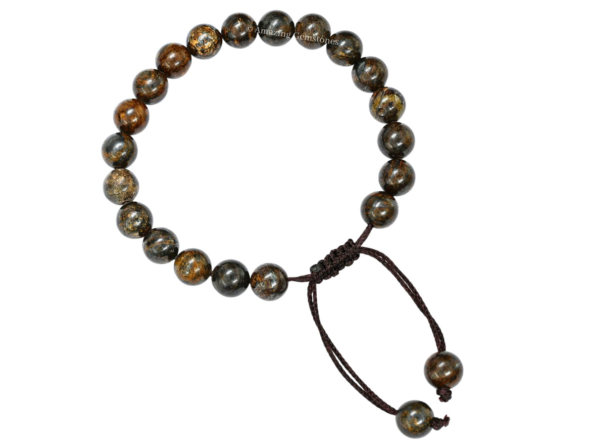 Amazing Gemstone Bronzite Bracelet for Women Men's Gifts - Protection Healing Crystal Bracelet - 8mm Gemstone Beaded Adjustable Bracelet Pulseras Para Hombres Mujer Stocking Stuffers