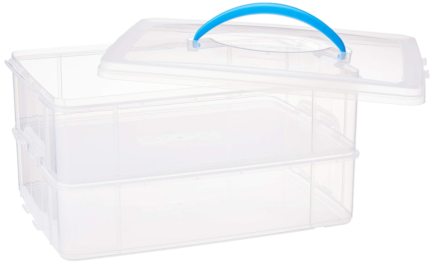 Snapware Snap 'N Stack Portable Storage Bin for Tools and Craft Storage, 14.1 x 10.5-Inch Clear BPA-Free Container, Tool Box with Stackable Trays, Microwave, Freezer and Dishwasher Safe