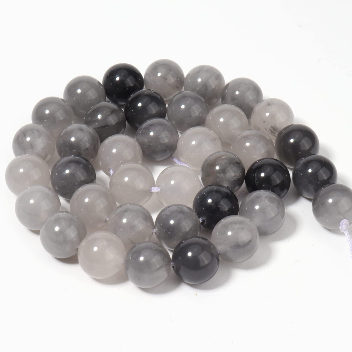 45pcs 8mm Natural Cloudy Quartz Crystal Gemstone Beads Energy Healing Crystal Round Loose Stone Beads for Jewelry Making, DIY Bracelets Necklaces