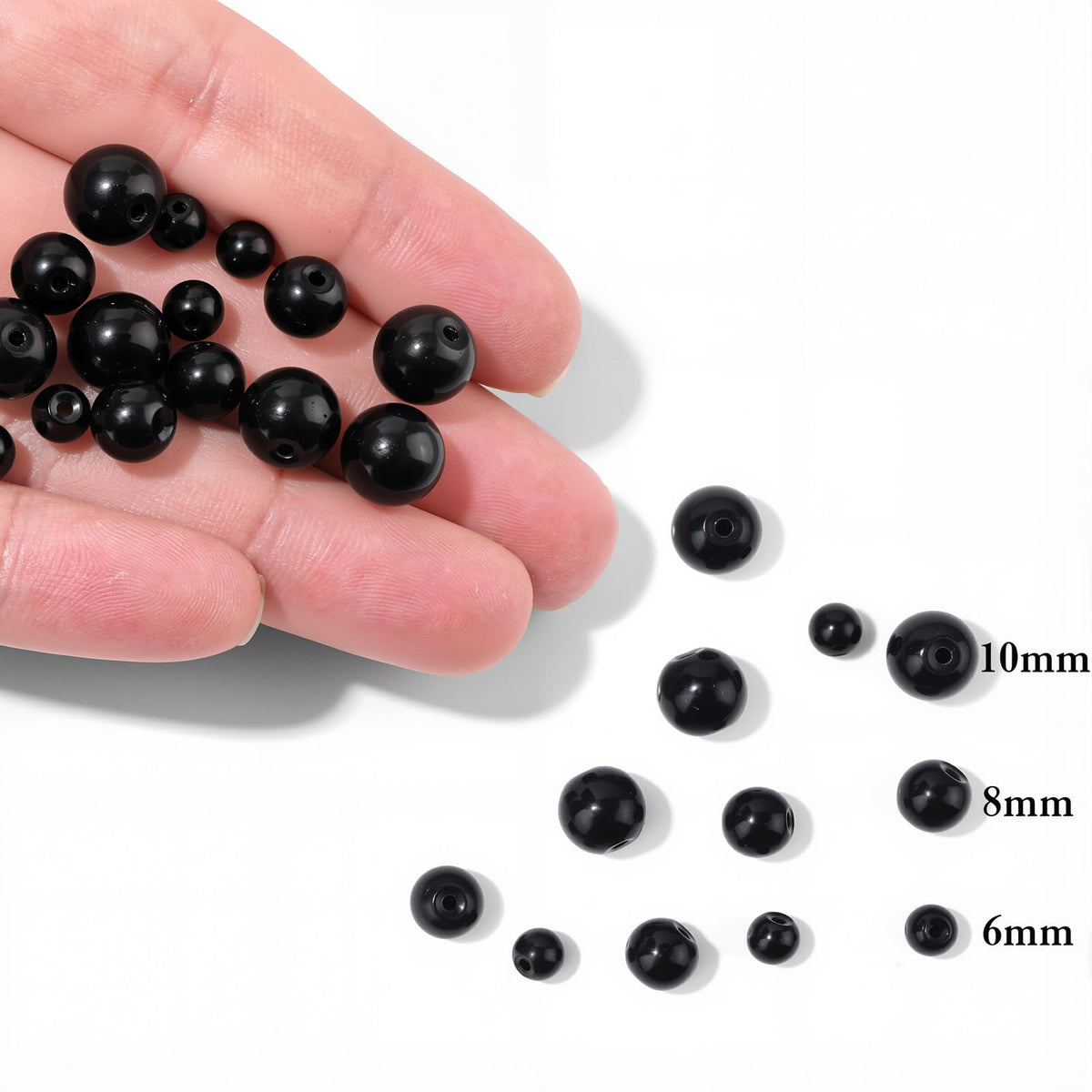 40pcs 10mm Natural Black Tourmaline Gemstone Beads Healing Crystal Round Loose Stone Beads for Jewelry Making, Crystal Stone Beads for Bracelets Necklace Earrings Making