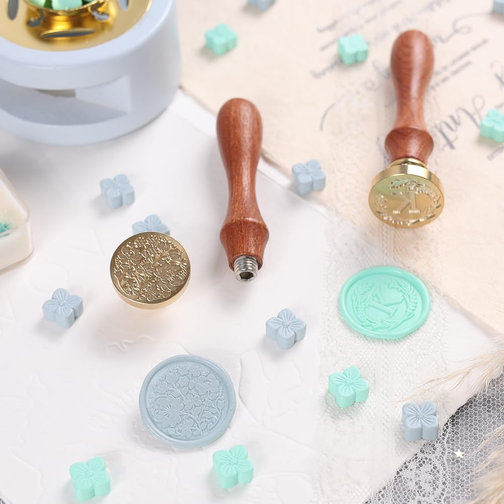 WUERLIN Initial Letter Alphabet K Wax Seal Stamp - Wicker Eucalyptus Sealing Stamp With Flower for Wedding Invitation, Gift Wrap, Envelopes, Christmas Card