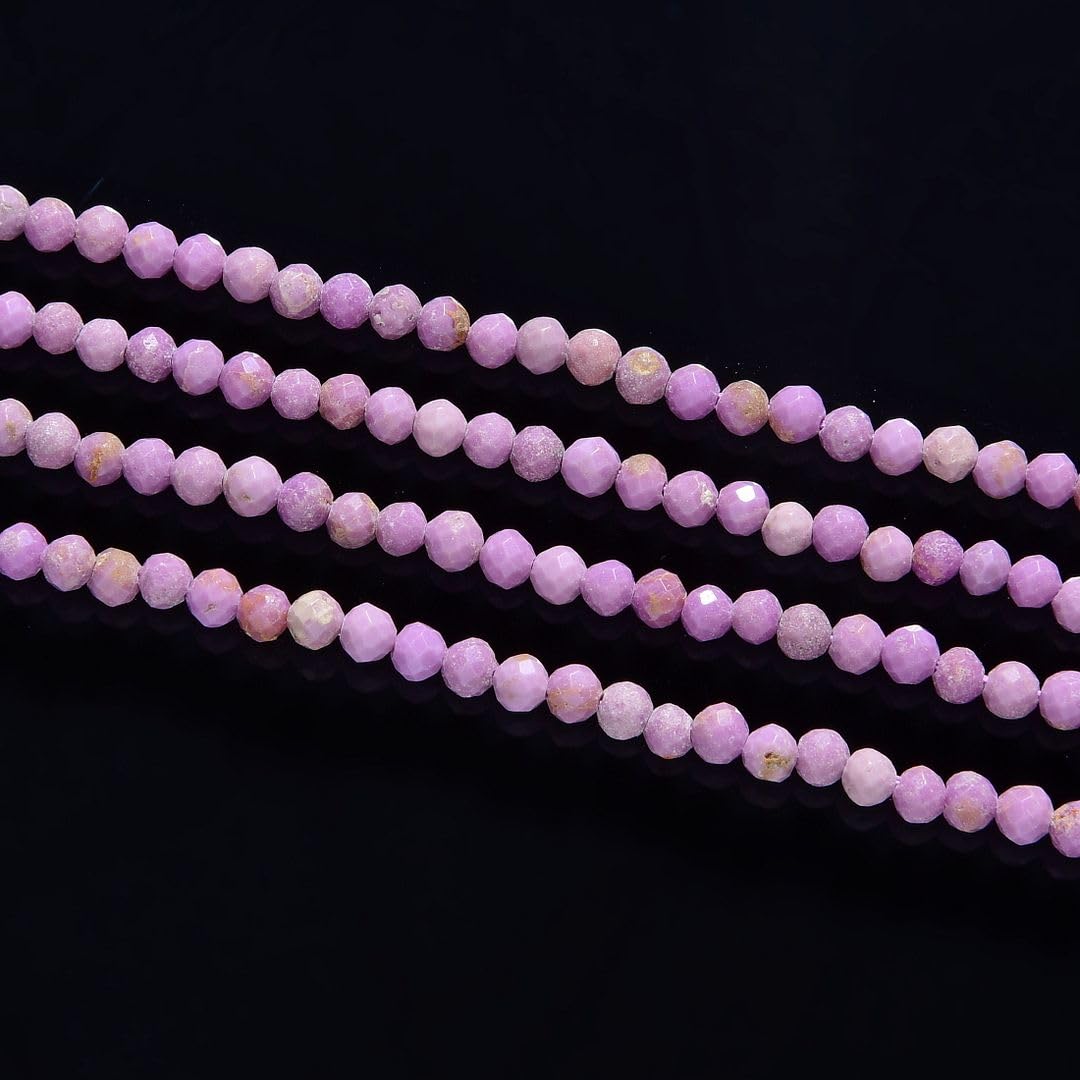 Adabele 30 Inch Natural Purple Phosphosiderite Healing Gemstone 4mm (0.16 Inch) Tiny Small Faceted Round Loose Beads Stone Spacer (200-220pcs) for Craft Jewelry Making GK4-25