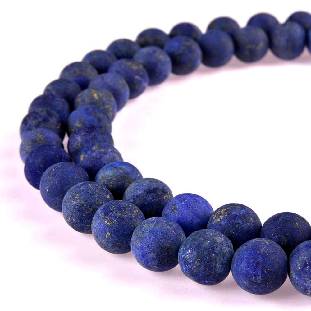 PLTbeads Natural Gemstone Loose Beads Matte Approxi 15.5 inch DIY Bracelet Necklace for Jewelry Making (6mm, Matte Lapis Lazuli)