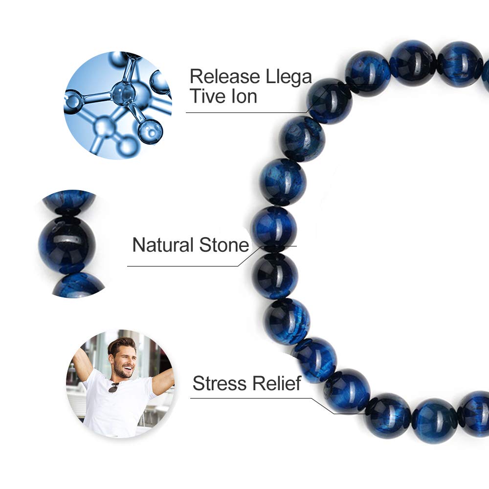 M MOOHAM Unique Gifts for Men Bracelets - Lava Rock Tiger Eye Bracelets Men Who Want Nothing Birthday Gifts for Boyfriend Teen Boys
