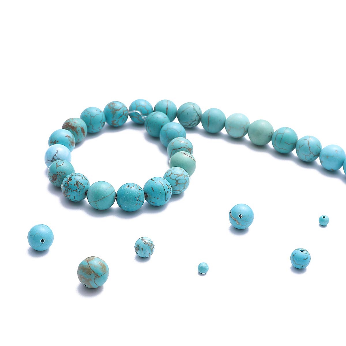 BEADIA Natural Blue Turquoise Stone Round Loose Semi Gemstone Beads for Jewelry Making 4MM 89PCS