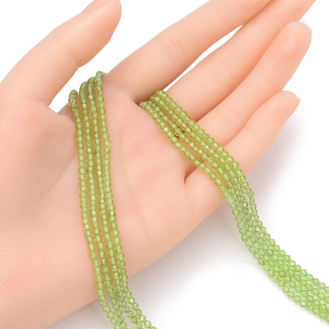 Adabele 15 Inch Natural Green Peridot Healing Gemstone 3mm (0.12 Inch) Tiny Small Faceted Round Loose Beads Stone Spacer (130-140pcs) for Craft Jewelry Making GK3-11