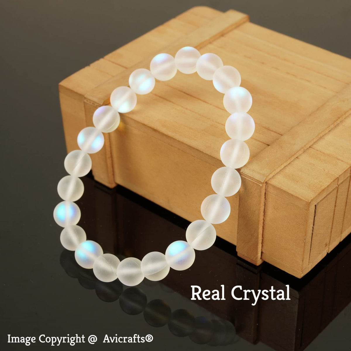 Avicrafts White Mystic Aura Quartz Bracelet, Mermaid, Crystal, Healing, Iridescent, Angel Aura Quartz Bracelet