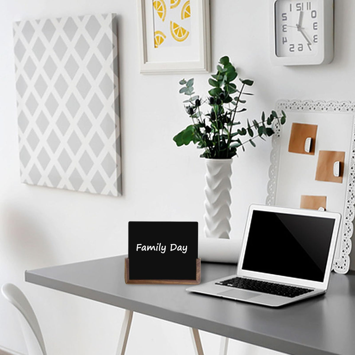Desktop Glass Whiteboard with Walnut Wood Base,Small Dry Erase Board, Black Writing Note Pad, Desk White Board,Glassboard for Tabletop Display(Walnut Base,Glass)