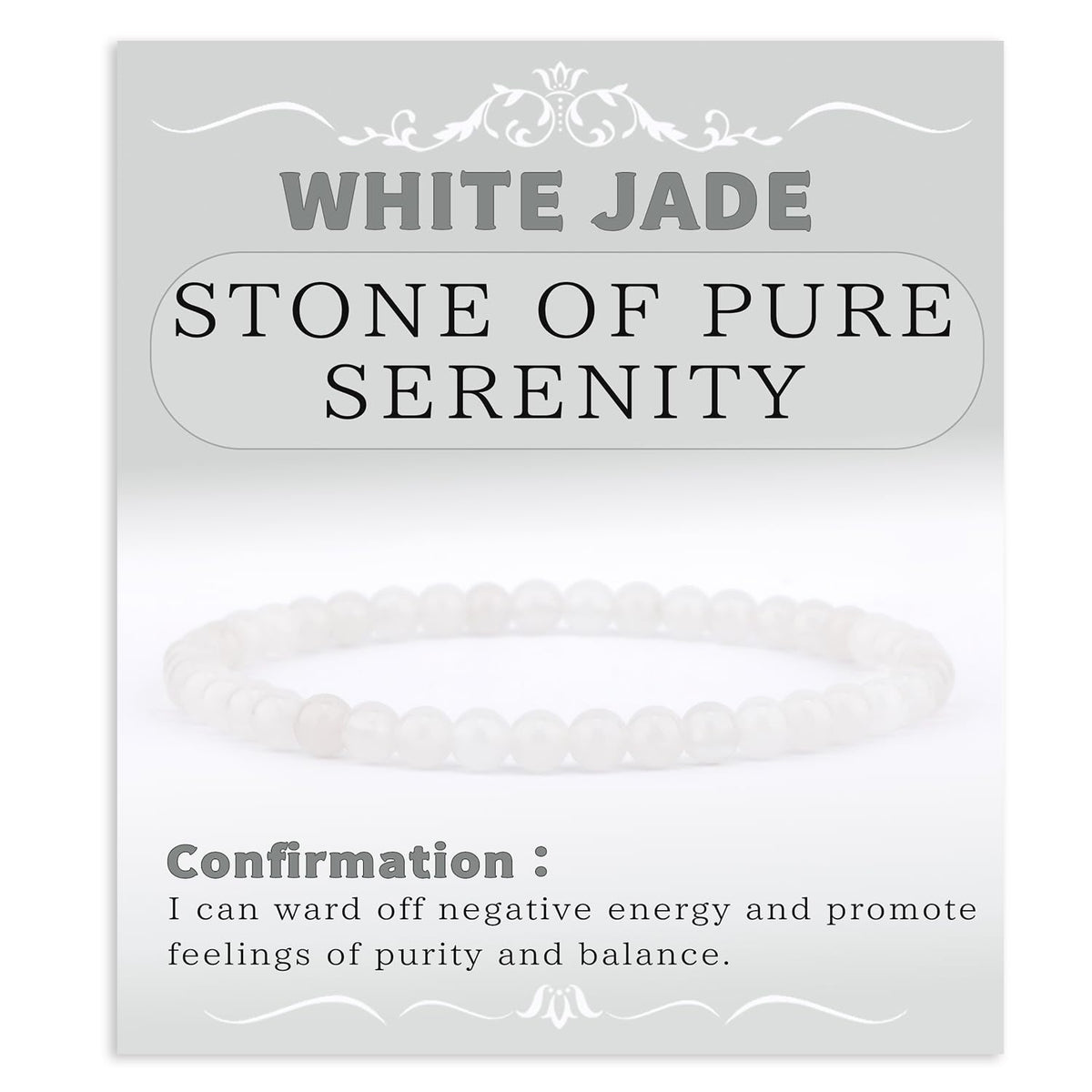 Bymitel 4mm White Jade - Handmade Reiki Gemstone Stretch Bracelet, Natural Beauty & Spiritual Essence, Crystal Healing for Unisex Adults