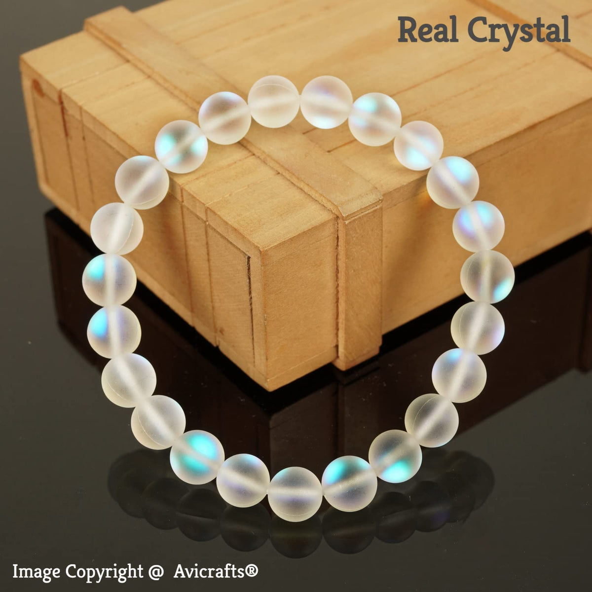 Avicrafts White Mystic Aura Quartz Bracelet, Mermaid, Crystal, Healing, Iridescent, Angel Aura Quartz Bracelet