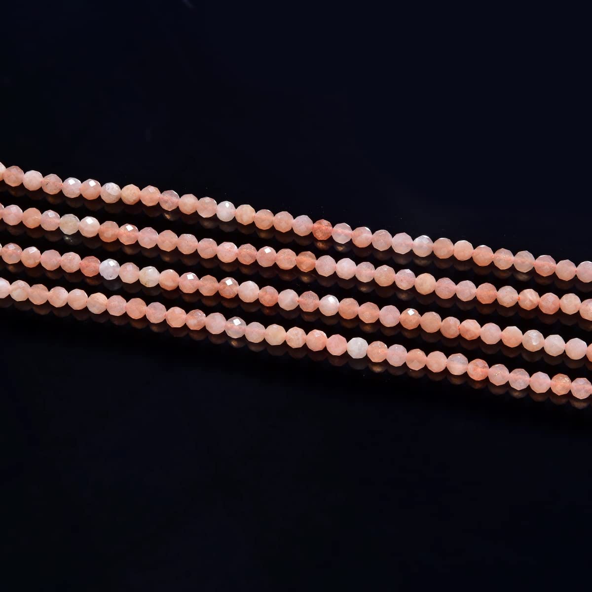 Adabele 15 Inch Natural Pink Moonstone Healing Gemstone 4mm (0.16 Inch) Tiny Small Faceted Round Loose Beads Stone Spacer (85-95pcs) for Craft Jewelry Making GK4-19